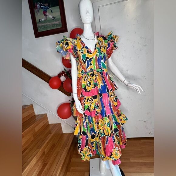 Love The Label
V Neck Ruffle Maxi Dress with Belt - Picture 2 of 8